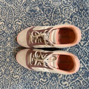 Stylish Beige and Pink Sneakers